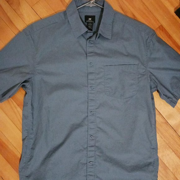 H&M Chemise manche courte homme taille petit (medium) bleu ciel - Picture 2 of 6